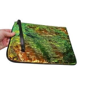 J. Crew NWT Iridescent Green Gold Clutch Bag Wristlet Shimmer‎ Evening Party